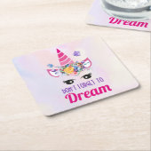 Vergessen Sie nicht zu träumen Niedlich rosa Einho Rechteckiger Pappuntersetzer (angewinkelt)