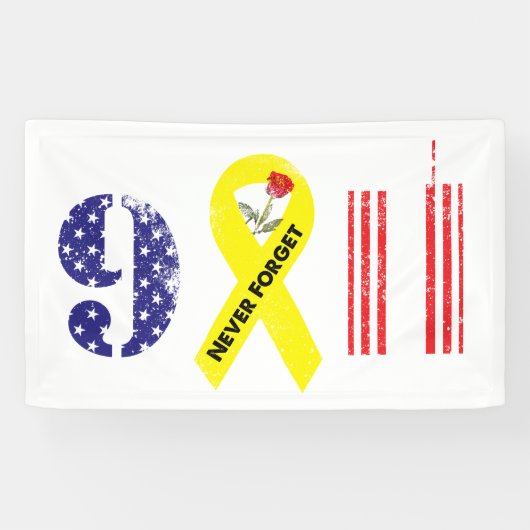 Vergessen Sie nie 9 11 Gelbe Schleife Banner (Horizontal)