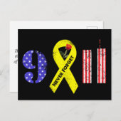 Vergessen Sie nie 9 11 Gelbe Schleife Postkarte (Vorne/Hinten)