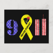 Vergessen Sie nie 9 11 Gelbe Schleife Postkarte (Vorderseite)