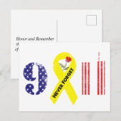 Vergessen Sie nie 9 11 Gelbe Schleife Postkarte (Vorne/Hinten)