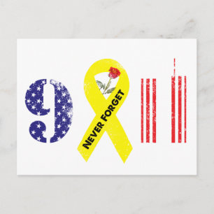 Vergessen Sie nie 9 11 Gelbe Schleife Postkarte