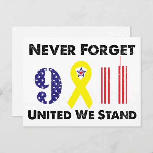 Vergessen Sie nie 9 11 Vereinte Wir stehen Postkarte (Vorne/Hinten)
