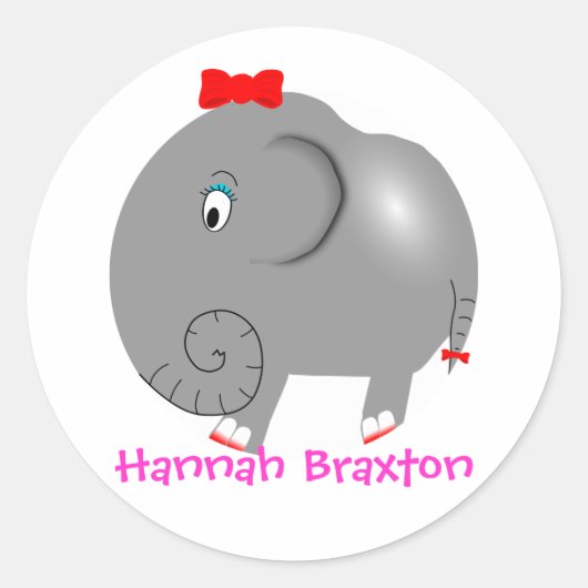 Vergessen Sie nie das Elefantennamenslabel Runder Aufkleber (Vorderseite)