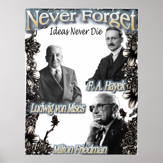 Vergessen Sie nie die Österreicher Hayek, Friedman Poster (Vorne)