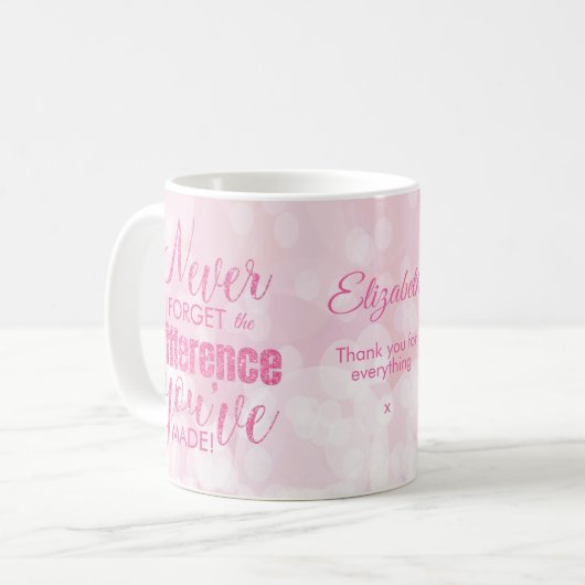 Vergessen Sie niemals Rosa Danke, dass Sie uns dan Kaffeetasse (Vorderseite Links)