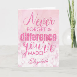 Vergessen Sie niemals Rosa Danke, dass Sie uns dan Karte