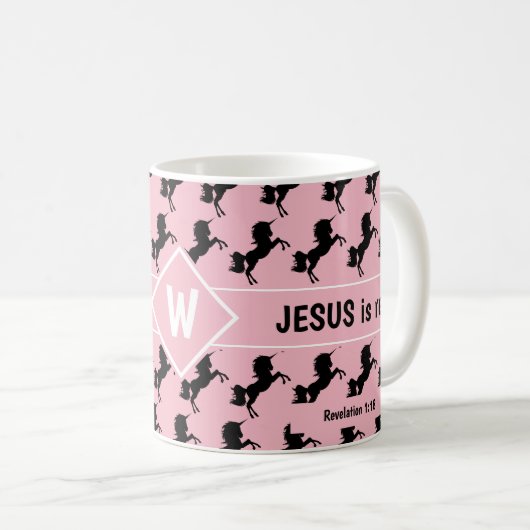 VERGESSEN UNICORNS JESUS IST EIN WIRKLICHES Monogr Kaffeetasse (VorderseiteRechts)