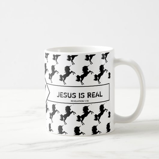 VERGESSEN UNICORNS JESUS IST WIRKLICH Christlich Kaffeetasse (Rechts)