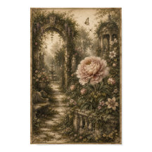 Vergessene Garten-Pfingstrose Vintage-Botanik-Wand