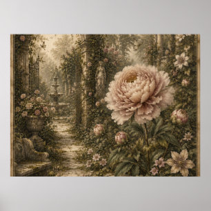 Vergessene Garten-Pfingstrose Vintage-Botanik-Wand Poster