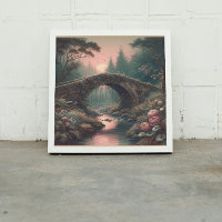 Vergessene Ivy Bridge im dämmerigen nebligen Wald