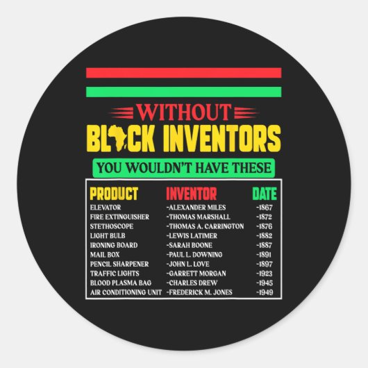 Vergessene schwarze Erfinder Schwarze Geschichte M Runder Aufkleber (Vorderseite)