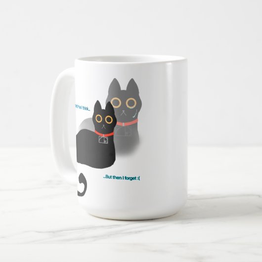 Vergessliche Black Cat Meme Coffee Tasse (Vorderseite Links)