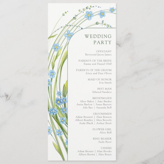 Vergesst-ich-nicht-Hochzeit Programm (Rückseite)