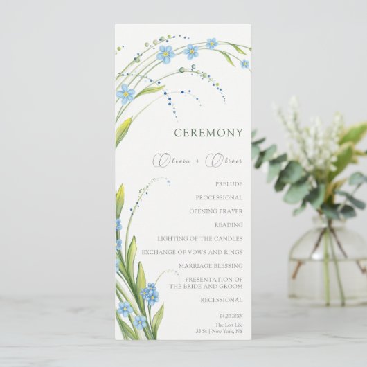 Vergesst-ich-nicht-Hochzeit Programm (Stehend Vorderseite)