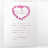 Vergesst-me-nots-Hochzeit mit rosa Herzkranzkunst Dreifach-gefaltete Programmkarte (Innen Erste Seite)