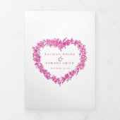 Vergesst-me-nots-Hochzeit mit rosa Herzkranzkunst Dreifach-gefaltete Programmkarte (Cover)