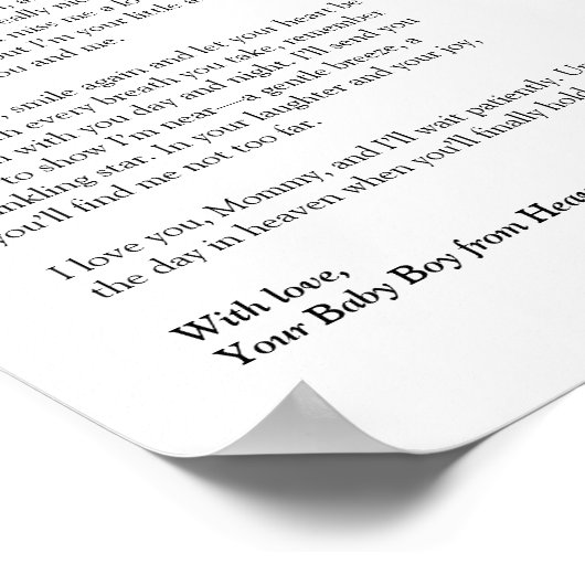 Vergesst mich nicht, im Himmel zu sein Poster (Ecke)