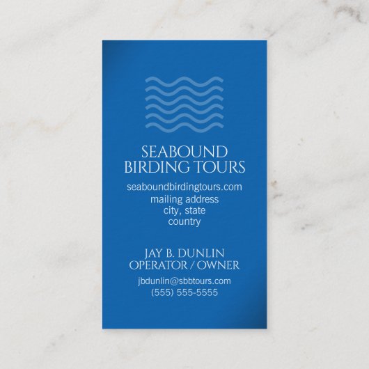 Vergeuden von Vogelbeobachtung / Naturtouren Visitenkarte (Rückseite)