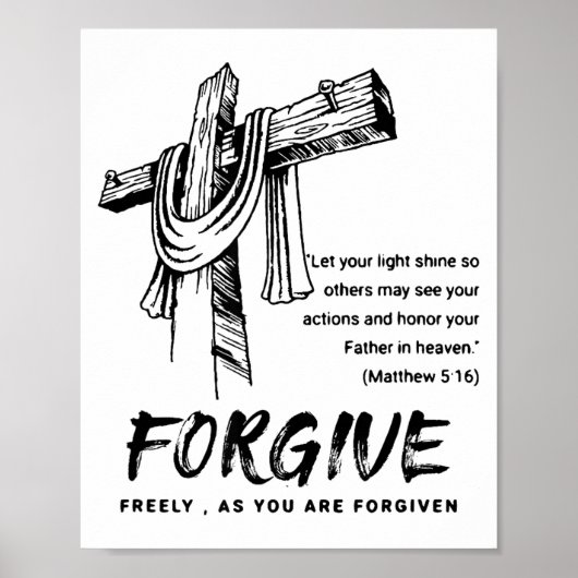 Vergib Kreuz Christlicher Glauben Tee Poster (Vorne)