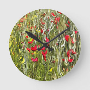 Vergiftete Mohnblumen Surrealistische Abstrakte Ku Runde Wanduhr