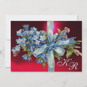 VERGISMEINNICHT MONOGRAMM HOCHZEITSPARTY blau rot Einladung