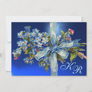VERGISMEINNICHT MONOGRAMM HOCHZEITSPARTY blauer Ed Einladung