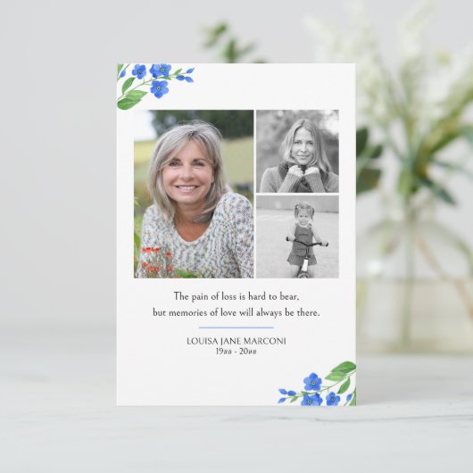 Vergiss mich nicht 3 Foto Erinnerungen Liebe Beerd Dankeskarte (Stehend Vorderseite)