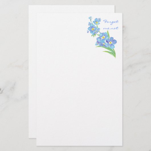 Vergiss mich nicht, Aquarellblume Garten Briefpapier (Vorne/Hinten)