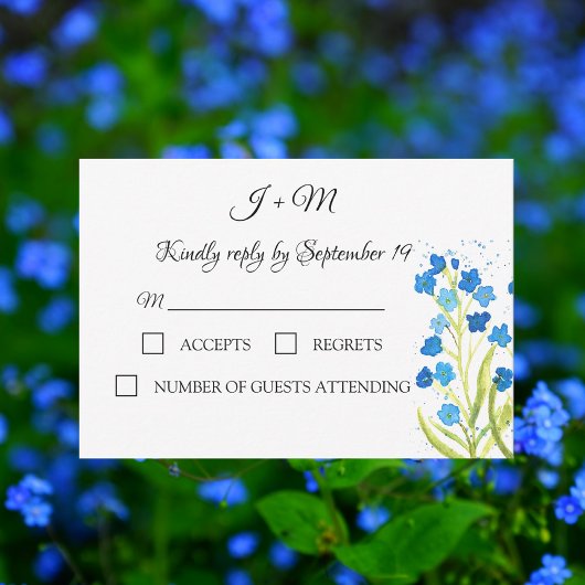 Vergiss mich nicht Blue Floral Blume Hochzeit RSVP