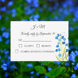 Vergiss mich nicht Blue Floral Blume Hochzeit RSVP Karte