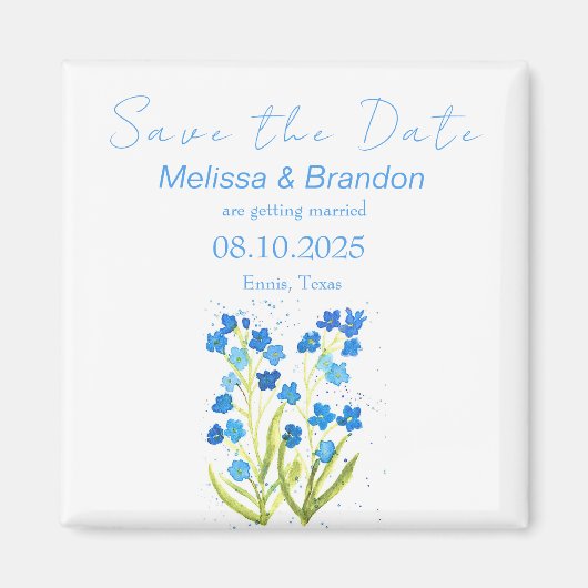 Vergiss mich nicht Blue Floral Spring Rustikale Ho Magnet (Vorne)