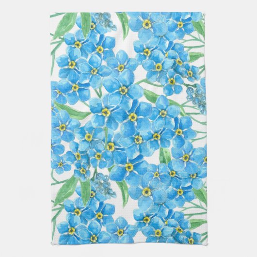 Vergiss mich nicht Blume, Aquarellmuster Geschirrtuch (Vertikal)