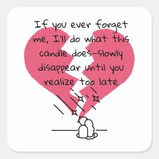 Vergiss mich nicht quadratischer aufkleber (Vorderseite)