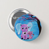Vergiss mich nicht, rosa Elefantenkatze Kirschblos Button (Vorne & Hinten)
