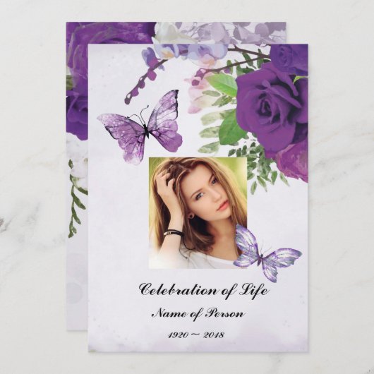 Vergiss mich nicht, Schmetterlinge zu feiern Einladung (Vorne/Hinten)