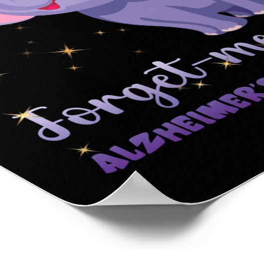 Vergiss nicht Alzheimers Awareness Elephant Blume Poster (Ecke)
