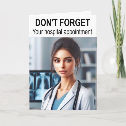 Vergiss nicht deinen Krankenhaustermin. Karte (Vorderseite)