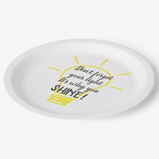 Vergiss nicht deinen Lichtschein Pappteller (Schrägansicht)