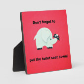 Vergiss nicht, den Toilettensitz nach unten zu ste Fotoplatte (Vorderseite)