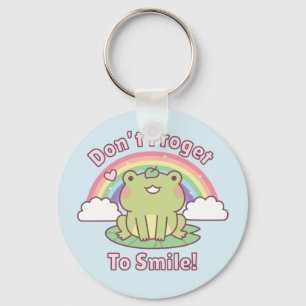 Vergiss nicht zu lächeln süßer Frosch Pun Schlüsselanhänger