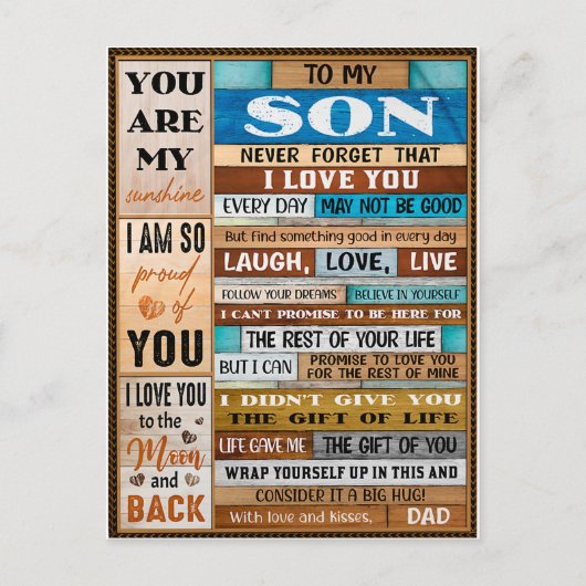 Vergiss nie, dass ich Liebe U - Vater zu Sohn Postkarte (Vorderseite)