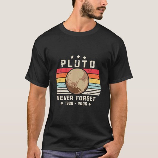 Vergiss Pluto nie. Retrostil, Wissenschaft T-Shirt (Vorderseite)