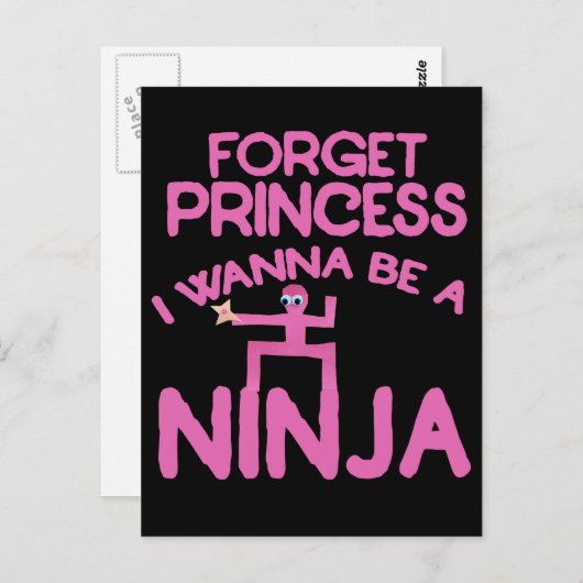 Vergiss Prinzessin, ich will Ninja sein Postkarte (Vorne/Hinten)