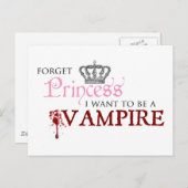 "Vergiss Prinzessin, ich Wollte ein Vampir zu sein Postkarte (Vorne/Hinten)