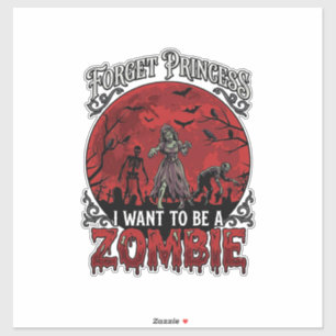 Vergiss Prinzessin Zombie Blut Mond Friedhof Flede Aufkleber