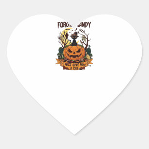 Vergiss Süßigkeiten, gib mir einfach Halloween-Kat Herz-Aufkleber