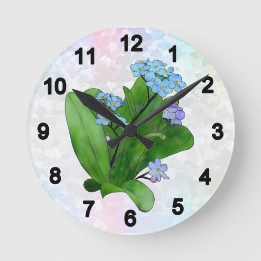 vergissmeinicht runde wanduhr (Vorderseite)
