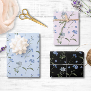 Vergissmeinnicht Blaue Florale Wasserfarben-Blume Geschenkpapier Set
